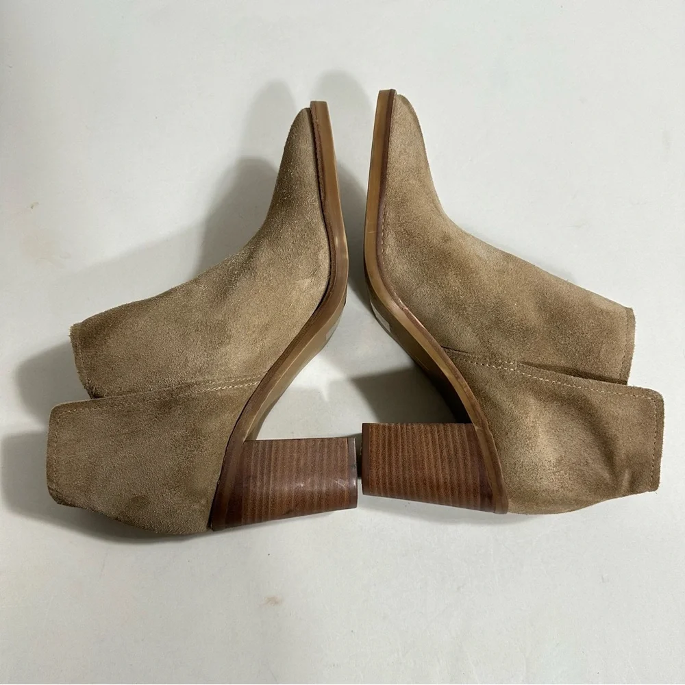 Dolce Vita Womens Sz 10 Boots Spade Tan Suede Block Heel Pull On Ankle Booties - Picture 4 of 12